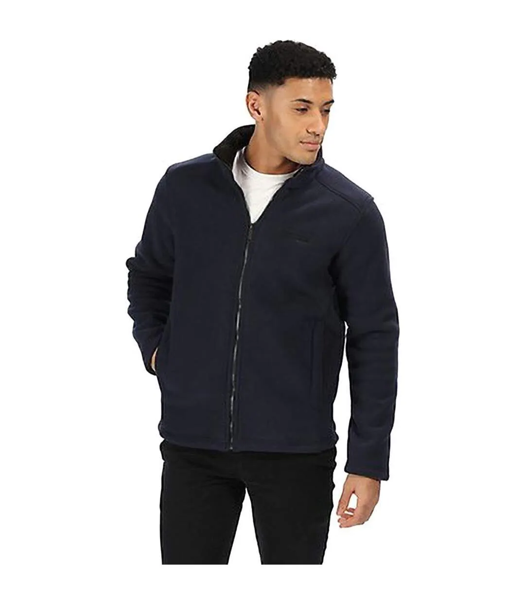 Veste À Fermeture Éclair Complète En Micro Polaire Unie Pour Hommes Layer Lite Bleu Marine Foncé Regatta-1