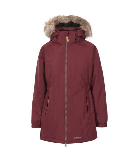 Womens/ladies celebrity insulated longer length parka jacket dark cherry Trespass