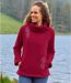 Women's Red Embroidered Fleece Jumper-2