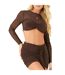 Womens/ladies Mesh Top & Skirt Set Chocolate Missy Empire-3