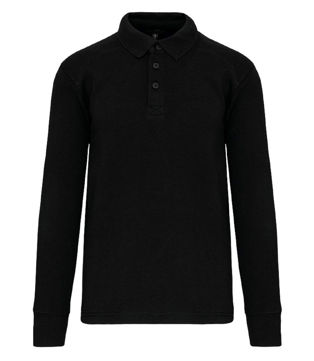 Sweat col polo manches longues - Homme - WK4000 - noir