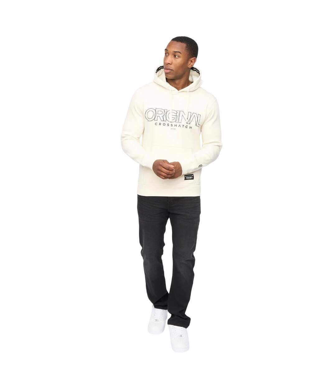 Sweat À Capuche Carrimoore Homme Blanc Cassé Crosshatch-1