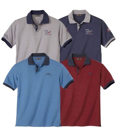 Pack of 4 Men's Contrast Polo Shirts