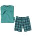 Men's Checked Turquoise Pajama Short Set