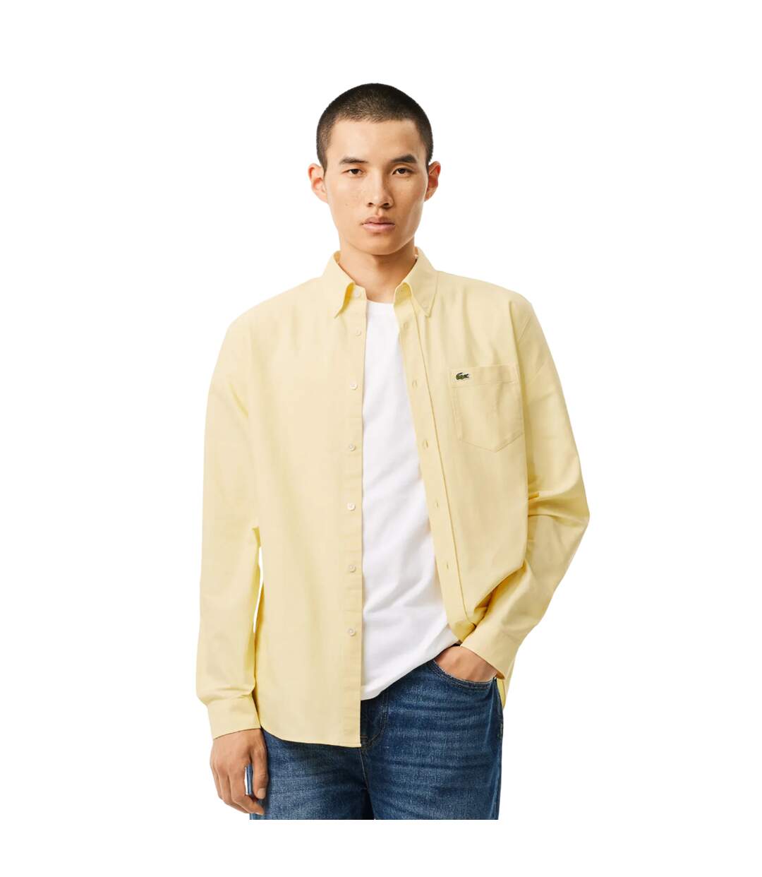 Womens/ladies poplin oversized shirt yellow Lacoste-3