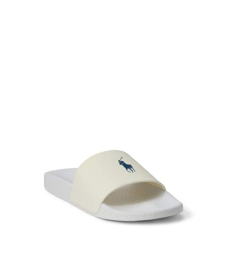 Claquettes Polo Homme Blanc Cassé Bleu Marine Ralph Lauren