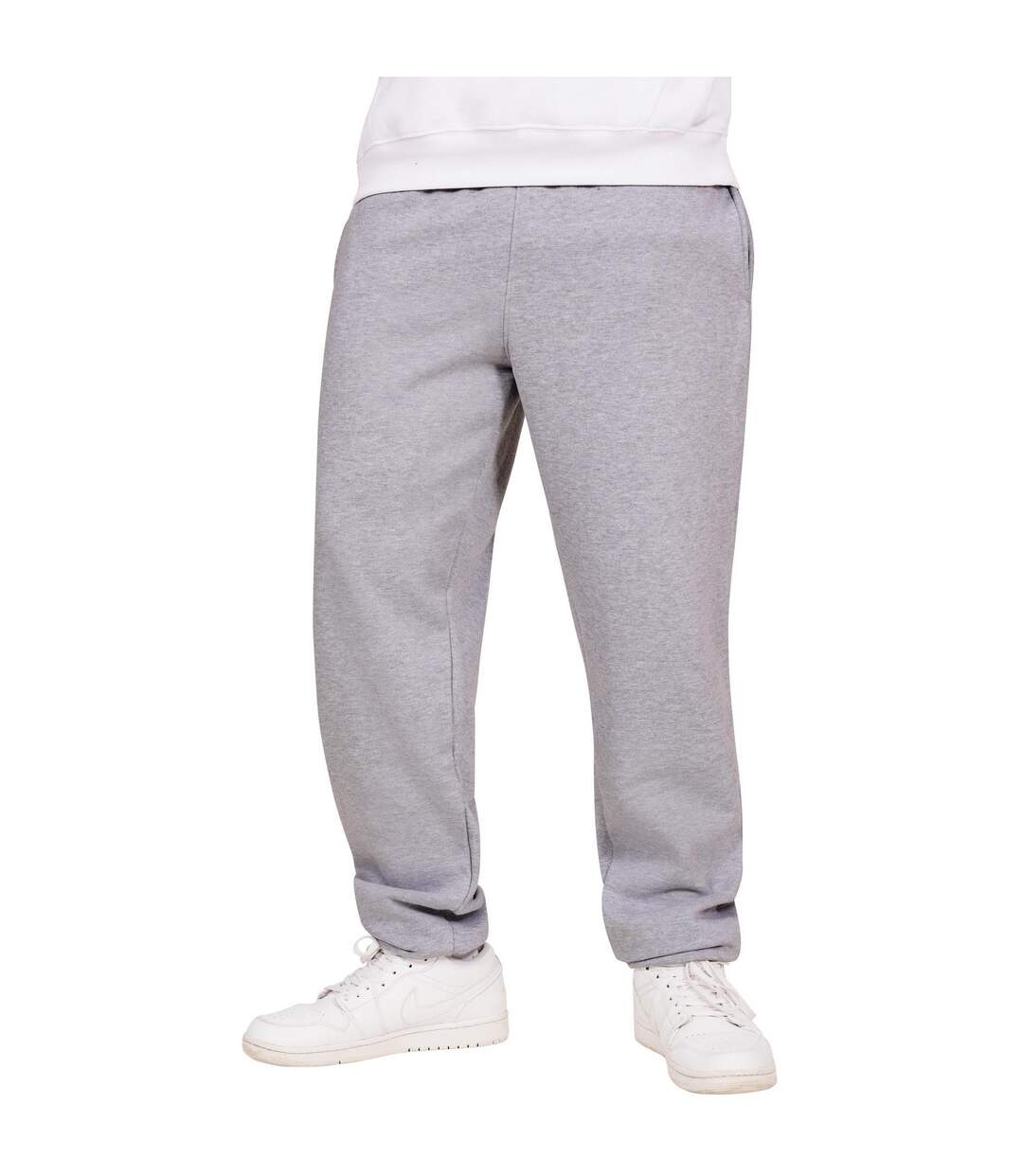 Mens Blended Core Ringspun Cotton Oversized Jogging Bottoms Heather Grey Casual Classics-1