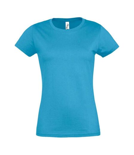 Womens/ladies Imperial T-shirt Aqua SOLS