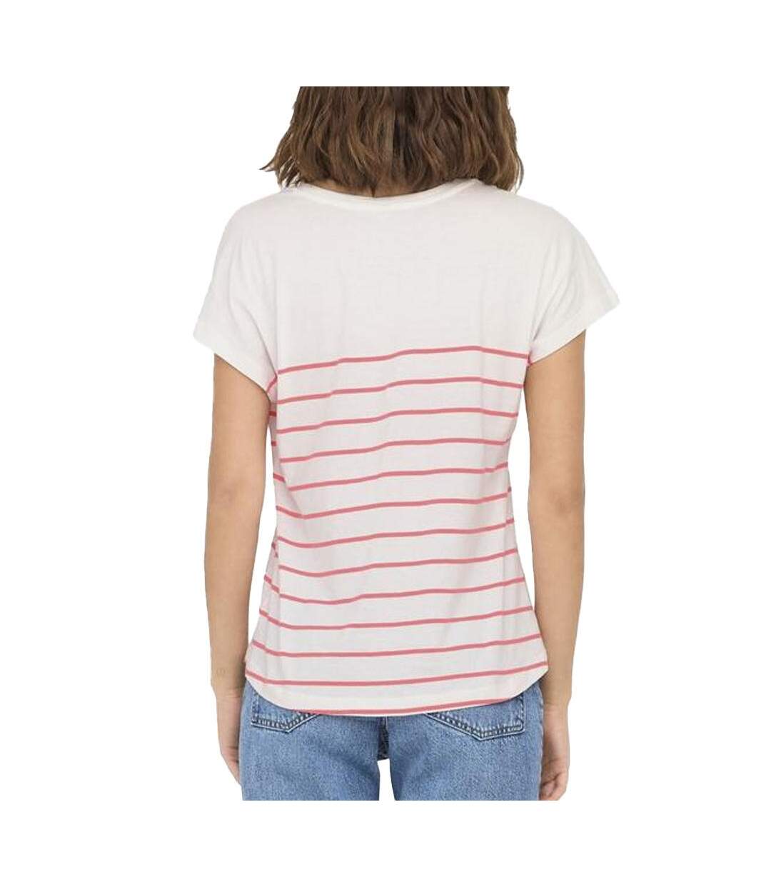 T-Shirt blanc/rose femme only emily-2
