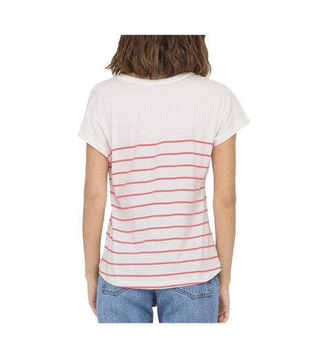 T-Shirt blanc/rose femme only emily