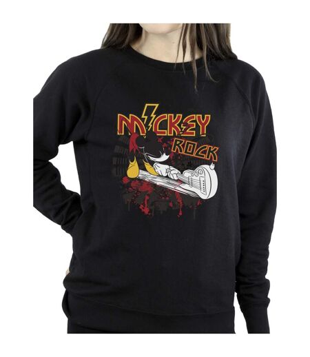 Disney Sweatshirt Womens/Ladies Mickey Mouse Smash Guitar Rock (Noir) - UTBI29215
