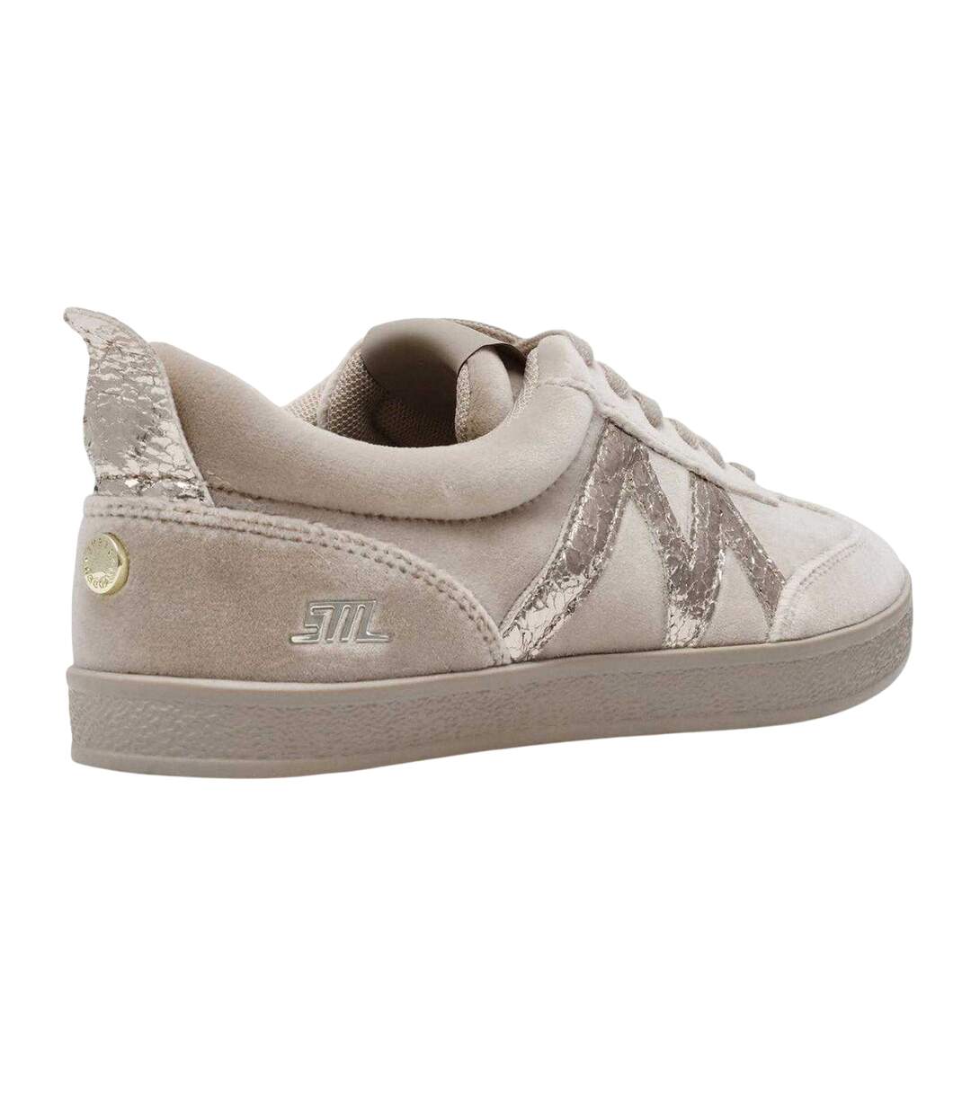 Womens/ladies Metallic Suede Trainers Mushroom Steve Madden-4