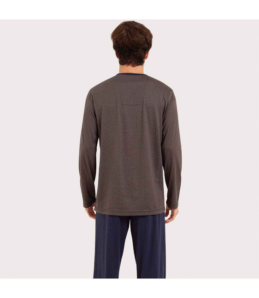 Pyjama long col V homme Mercerisé