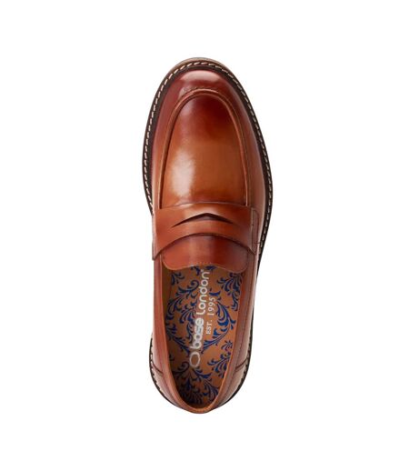 Mens Ivey Leather Loafers Burnt Tan Base London