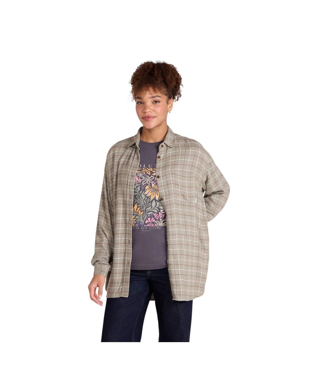 Womens/ladies Maisie Soft Relaxed Fit Shirt Khaki Green Animal-2