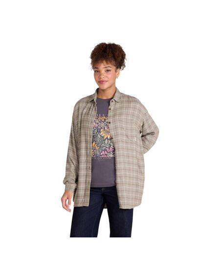 Womens/ladies Maisie Soft Relaxed Fit Shirt Khaki Green Animal