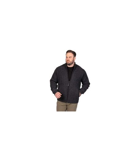 D555 Veste Unie À Col Montant Motif/style Maille Torsadée Eamon Homme Anthracite Chiné Duke