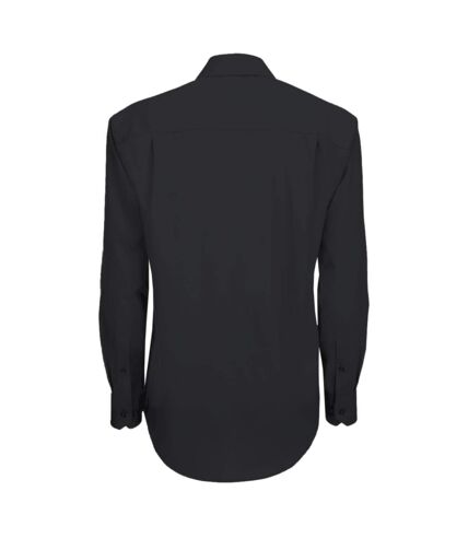 B&C Mens Sharp Twill Cotton Long Sleeve Shirt / Mens Shirts (Black)