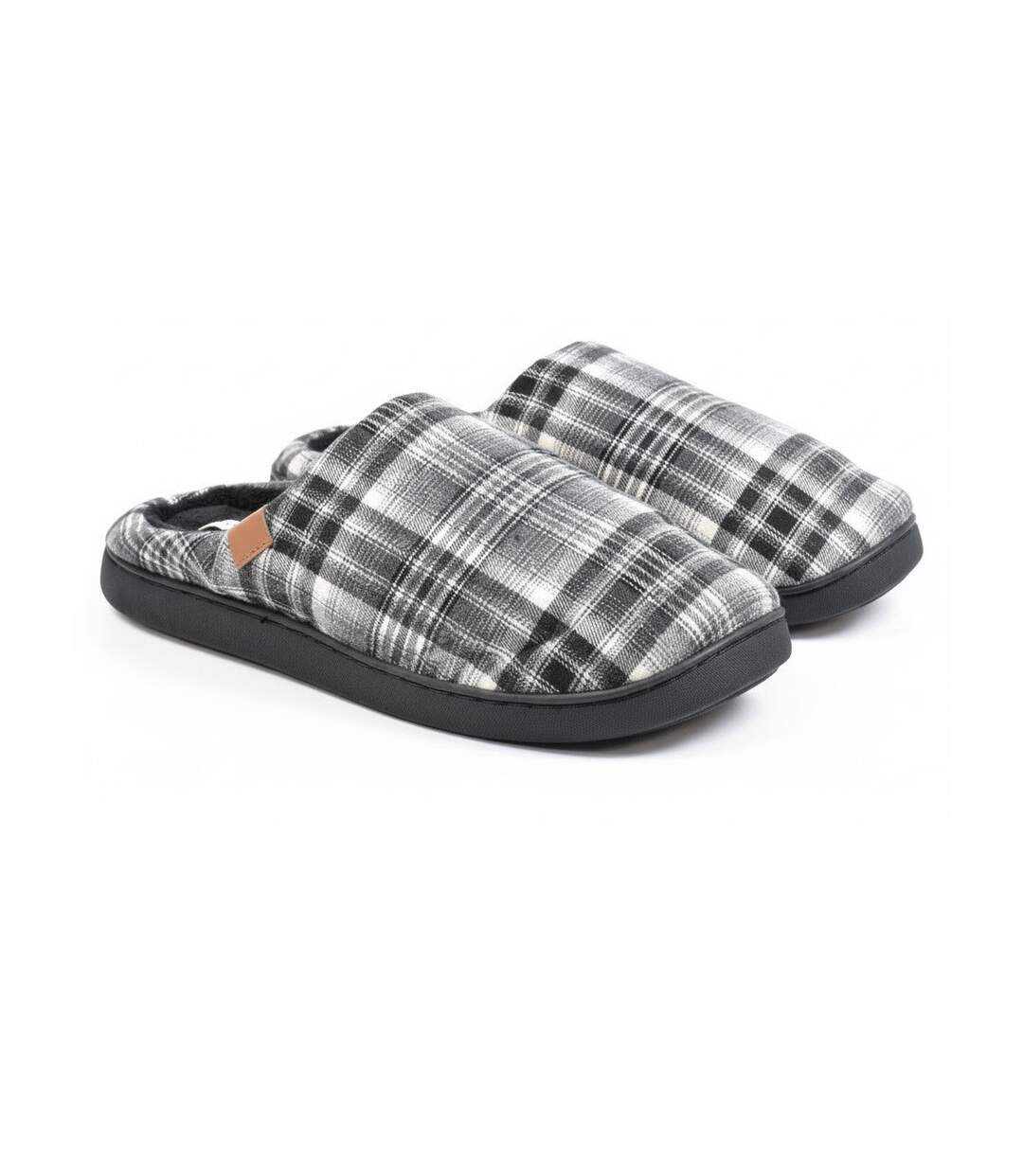 OZABI Pantoufles Ouvertes Homme, Jacquard Écossais, Semelle Antidérapante-3