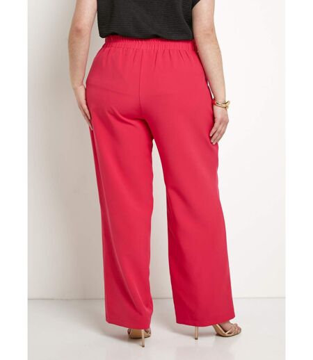 Pantalon large uni taille semi-élastiquée