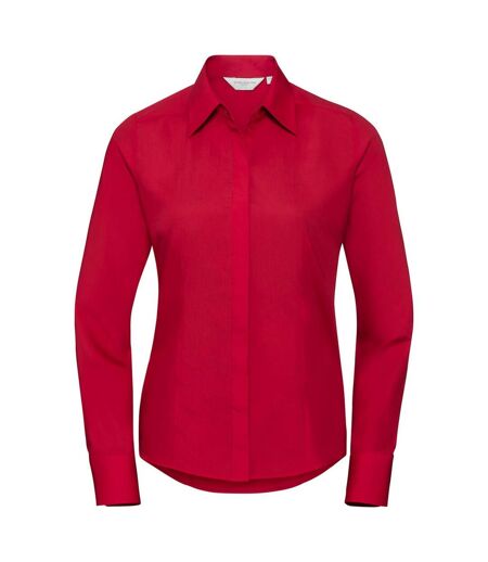 Chemisier Manches Longues Femme Rouge Classique Russell Collection