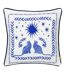 Frieze piped velvet cushion cover 43cm x 43cm blue/coral Furn