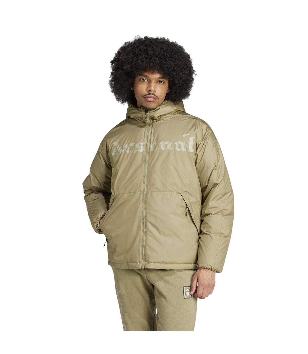 Mens Arsenal Fc Logo Anorak Green Adidas-1