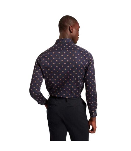 Mens Floral Collared Long-sleeved Shirt Navy Ted Baker