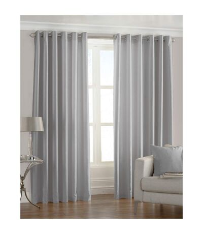 Fiji faux silk ringtop curtains 46x72 117x183cm steel Riva Home