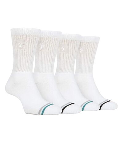 Mens Bamboo Sport Socks in Black & White | Farah | 4 Pack | Diabetic Friendly Sport Socks with Smooth Toe Seam & Loose Top | Tennis Gym Running Socks (6-11, Black)