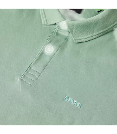 Mens Pirol Logo Long-sleeved Polo Shirt Green Boss