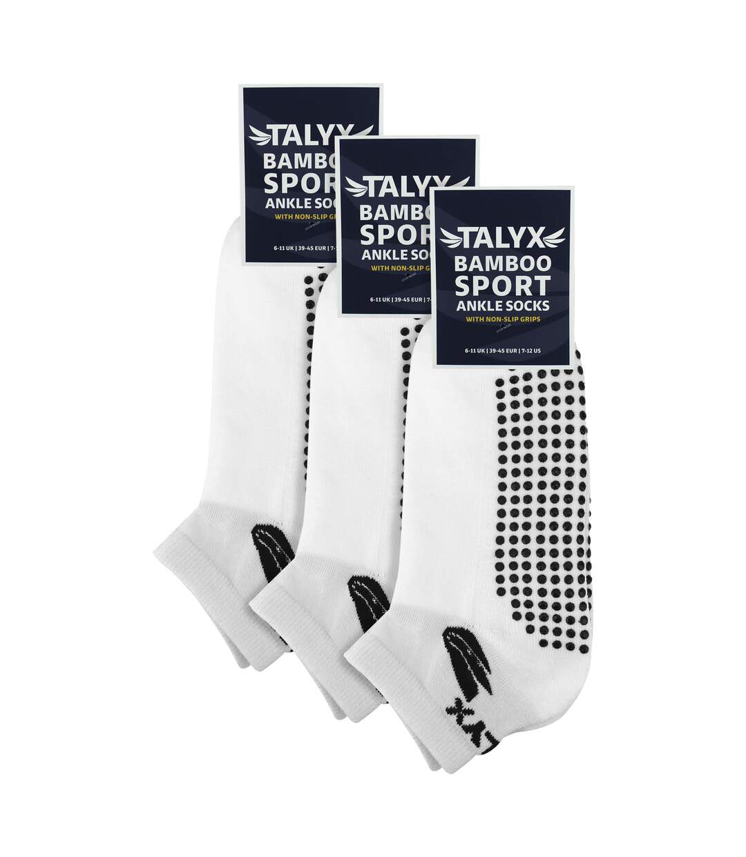 TALYX - Lot de 3 Chaussettes Courtes Homme Bambou Antidérapantes-2