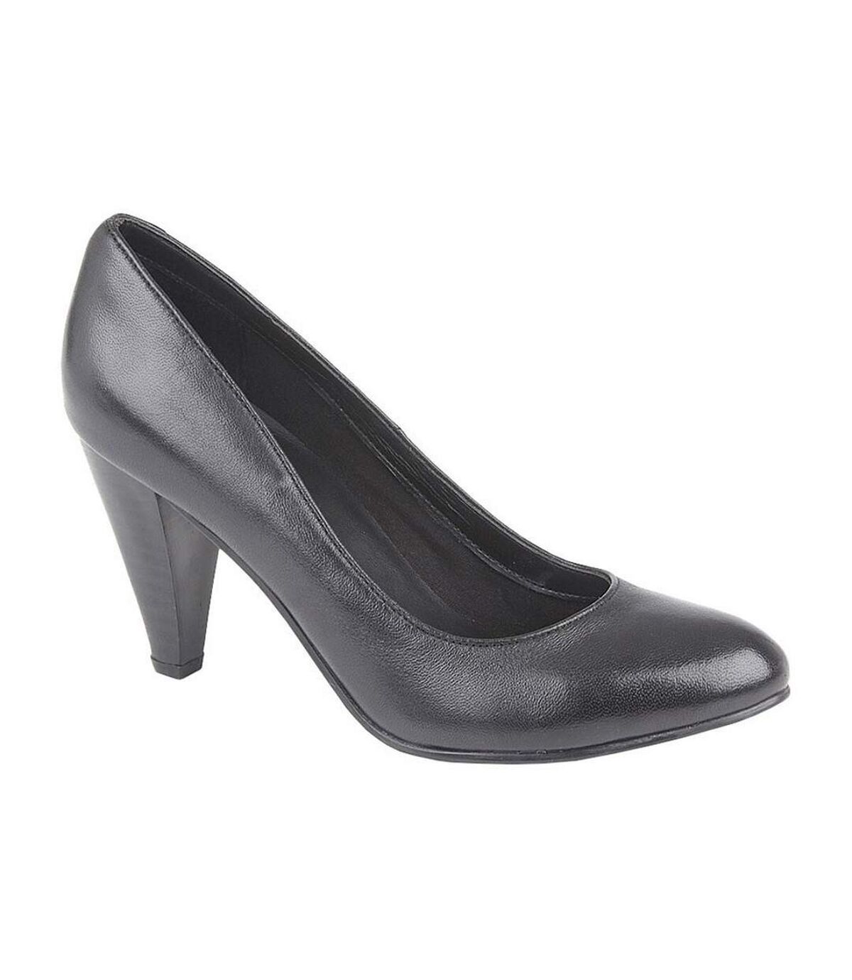 Mod Comfys Womens/Ladies Heel Plain Leather Court Shoes (Black) - UTDF1893