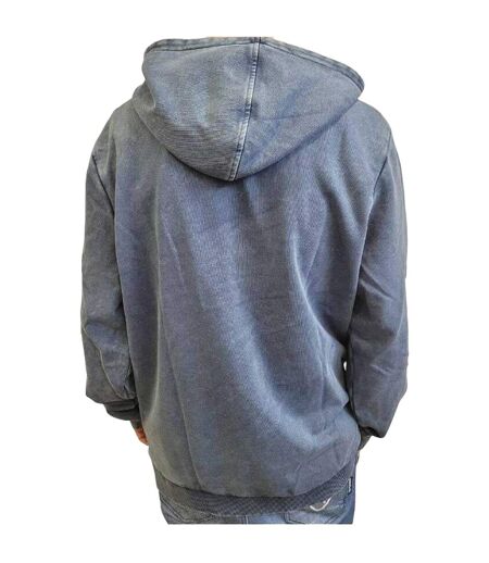 Sweat À Capuche Motif/style Logo Brodé Homme Bleu Guess