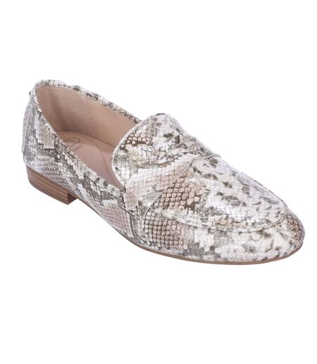 Womens/ladies Georgiee Leather Loafers Metallic Dune London