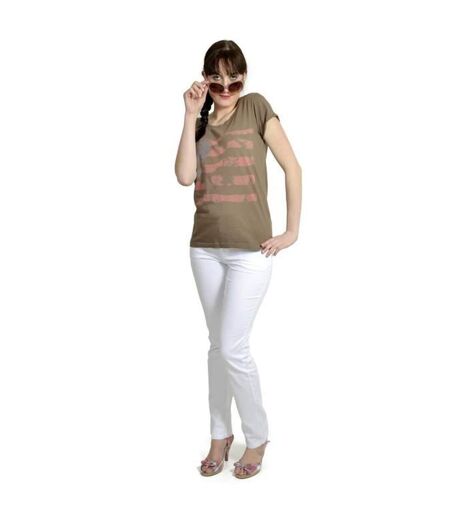 Tee shirt manches courtes femme imprimé motifs abstrait