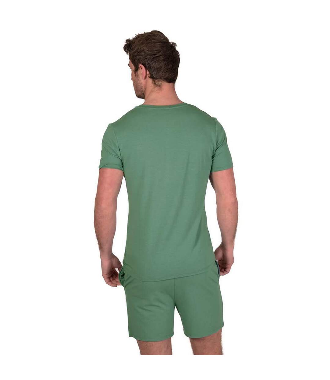 Mens classic short pyjama set green Light And Shade-2