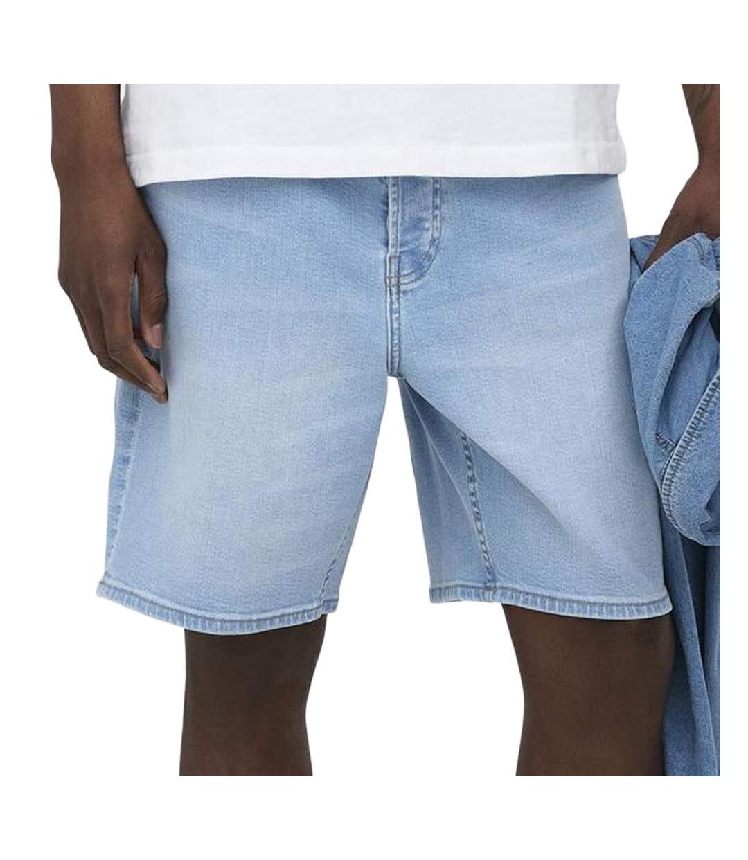 Short en jean bleu homme only & sons onsfade stretch-1
