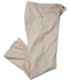 Men's Beige Stretch Pants - Cotton/Linen Atlas For Men