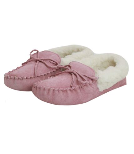 Eastern Counties Leather Womens/Ladies Soft Sole Wool Lined Moccasins (Pink) - UTEL230