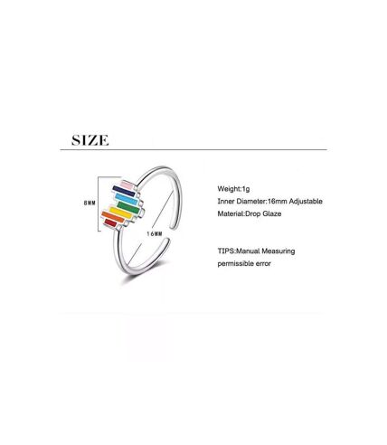 Slim Rainbow Colourful Heart Open Adjustable Chakra Thin Ring