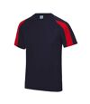 Just Cool Mens Contrast Cool Sports Plain T-Shirt (French Navy/Fire Red) - UTRW685