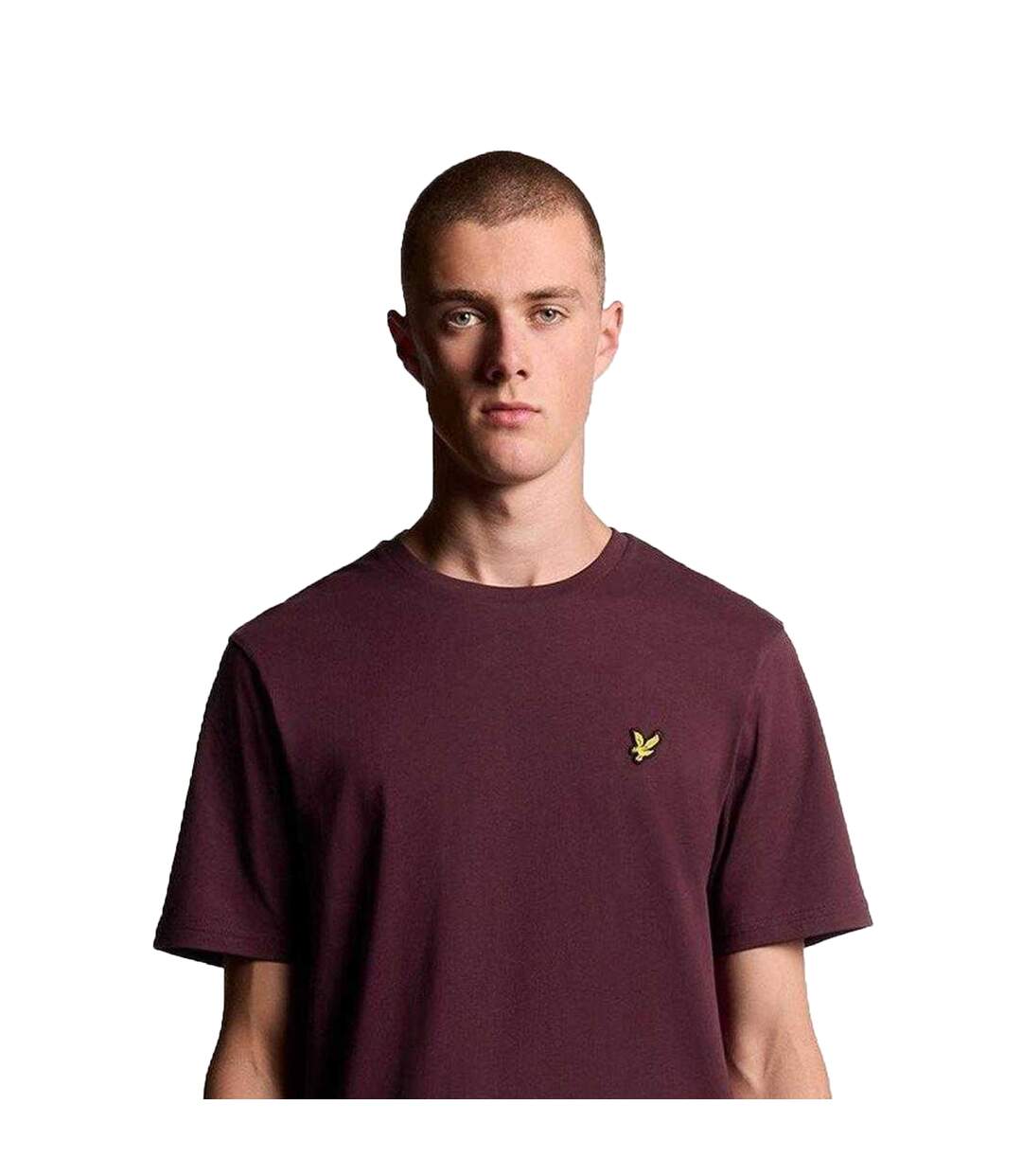 Mens Small Logo Cotton T-shirt Burgundy Lyle & Scott-3