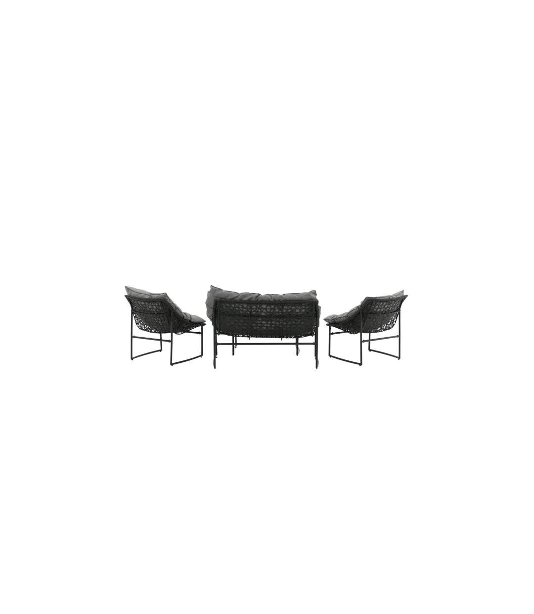 Salon de Jardin en Métal Tina 117cm Noir-4