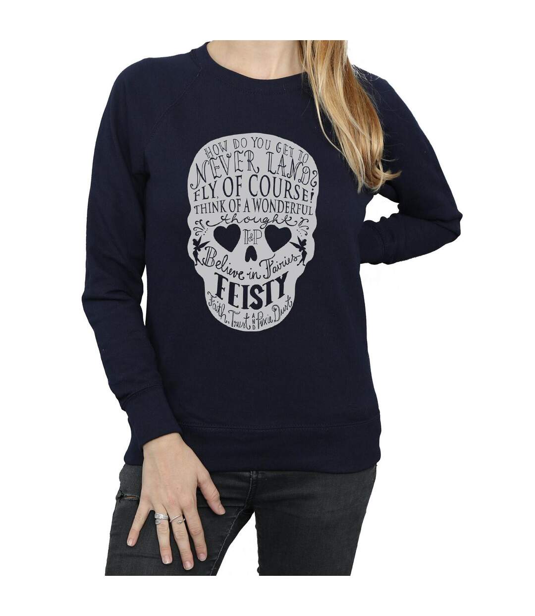 Disney Sweatshirt femme/femme avec tête de mort Clochette (Bleu marine) - UTBI40863-3