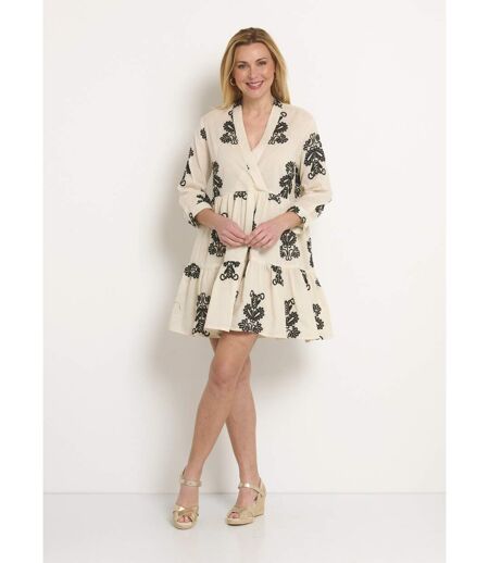 Robe cache-coeur courte brodée à volants
