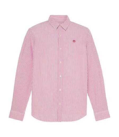 Mens Striped Seersucker Long-sleeved Button-down Shirt Burnt Sienna Timberland