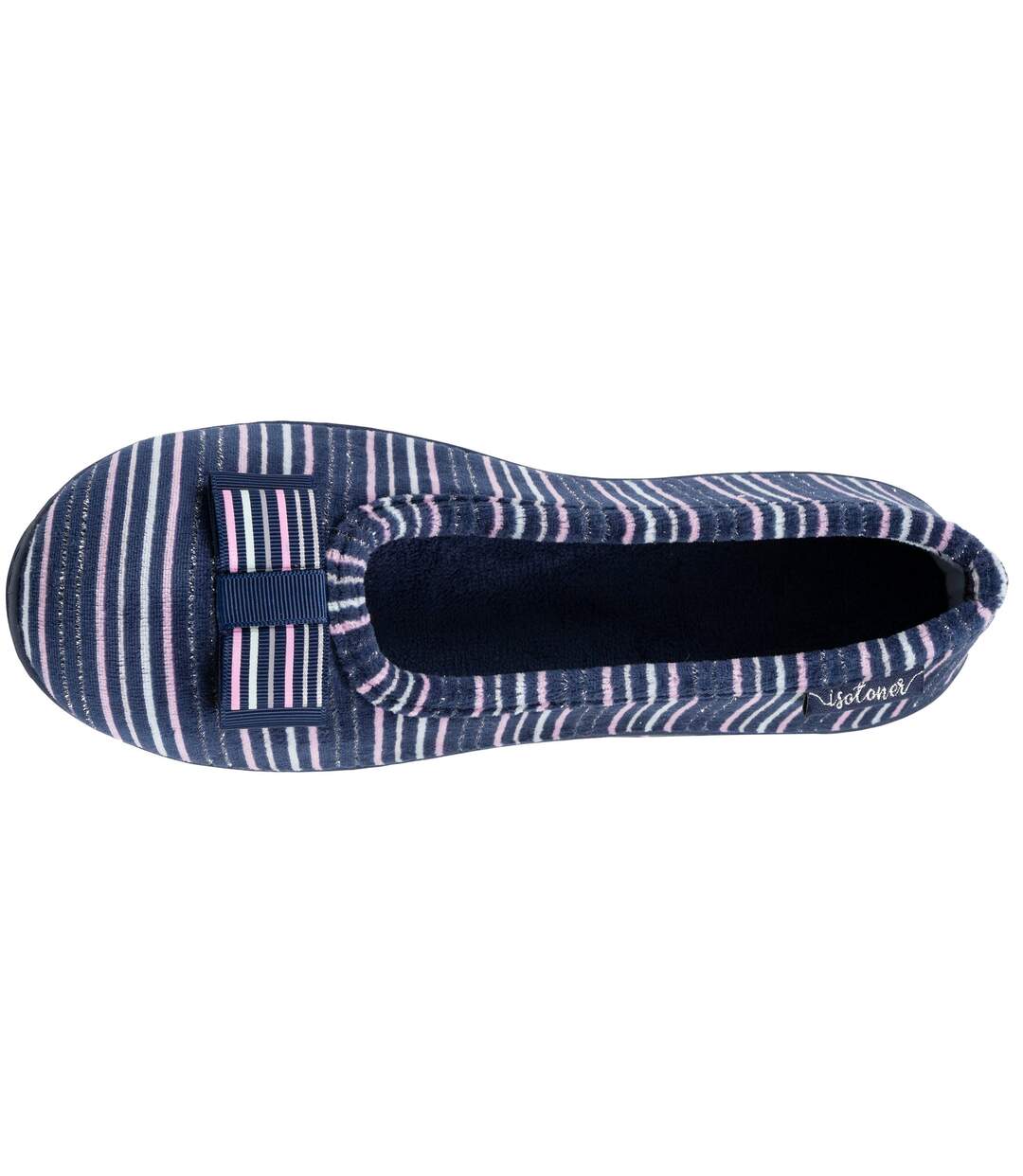 Isotoner Chaussons Ballerines femme velours semelle ergonomique-2