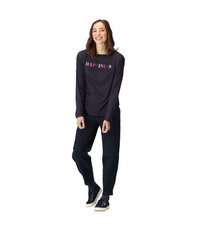 Womens/ladies Carlene Happiness Long-sleeved T-shirt Navy Regatta