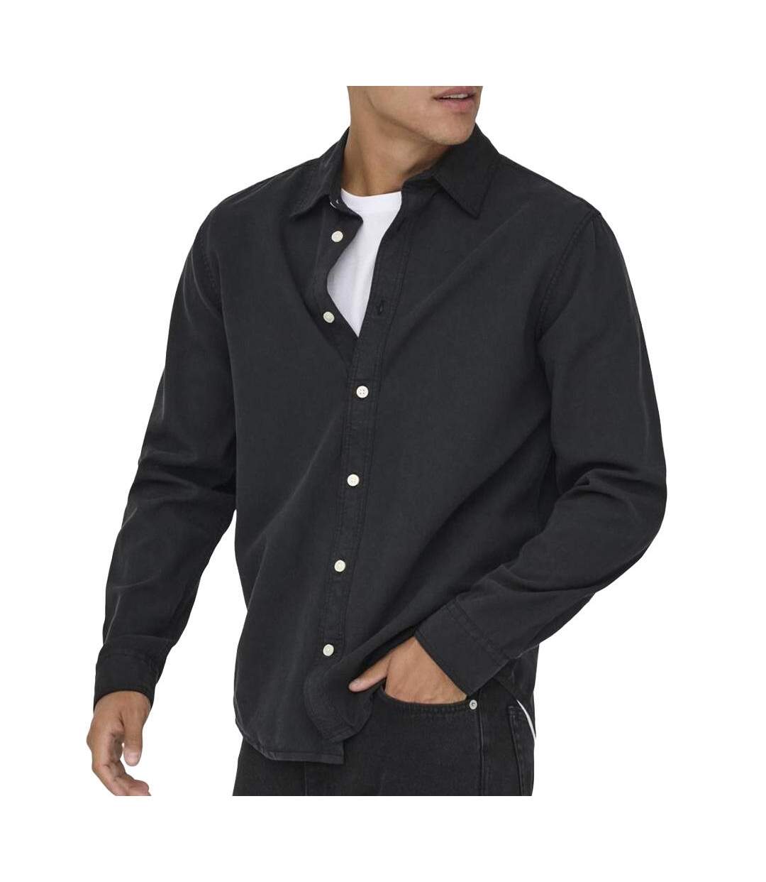 Chemise noir homme only & sons sotto-1